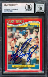 Ken Griffey Jr. Autographed 1990 Topps Toys R Us Rookies Card #13 Seattle Mariners Auto Grade Gem Mint 10 Beckett BAS Stock #238904