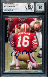 Joe Montana Autographed 1995 Upper Deck Card #21 San Francisco 49ers Auto Grade Gem Mint 10 Beckett BAS Stock #238918