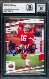 Joe Montana Autographed 2022 Panini Prestige Card #272 San Francisco 49ers Auto Grade Gem Mint 10 Beckett BAS Stock #238923