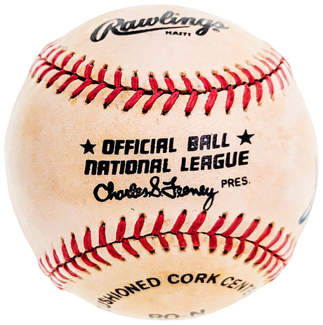 Willie Mays Autographed Official Feeney NL Baseball San Francisco Giants "Best Wishes" Vintage Signature JSA #XX60904