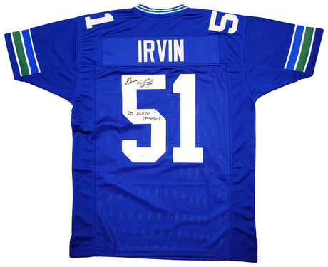 Seattle Seahawks Bruce Irvin Autographed Blue Jersey "SB XLVIII Champs" MCS Holo Stock #211886