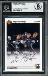 Wayne Gretzky Autographed 1991-92 Upper Deck Card #437 Los Angeles Kings Beckett BAS #17605810