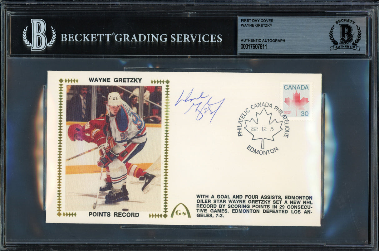 Wayne Gretzky Autographed 1982 First Day Cover Edmonton Oilers Beckett BAS #17607611