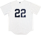 New York Yankees Juan Soto Autographed White Pinstripes Nike Jersey Size L Beckett BAS QR Stock #226401