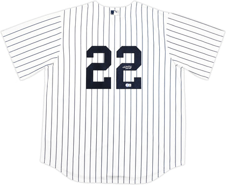 New York Yankees Juan Soto Autographed White Pinstripes Nike Jersey Size XL Beckett BAS QR Stock #226402