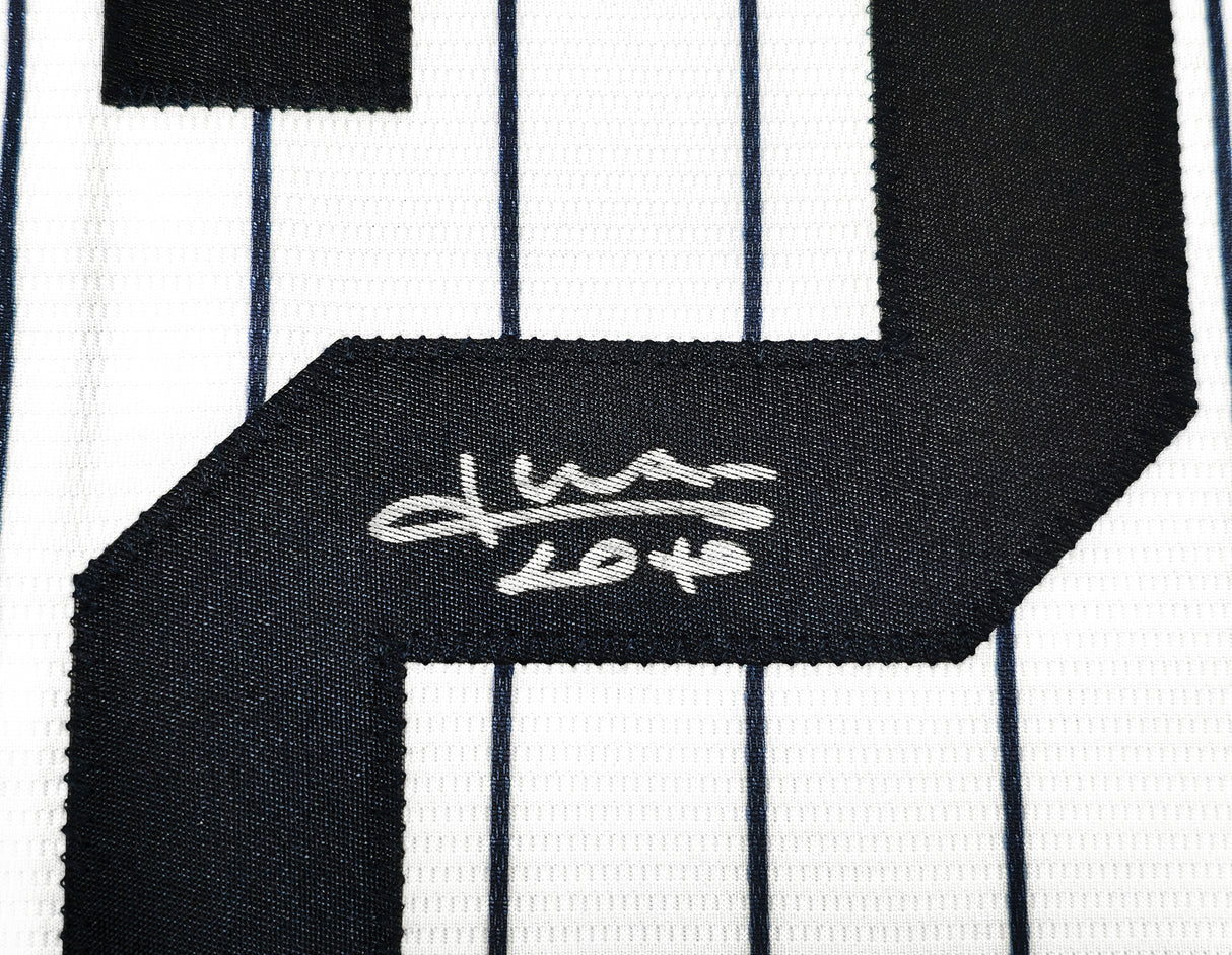 New York Yankees Juan Soto Autographed White Pinstripes Nike Jersey Size XL Beckett BAS QR Stock #226402