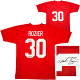 Nebraska Cornhuskers Mike Rozier Autographed Red Jersey "Heisman 1983" Beckett BAS QR Stock #212608