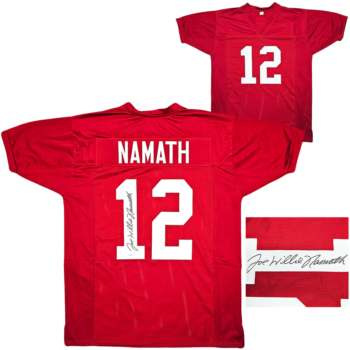 Alabama Crimson Tide Joe Willie Namath Autographed Crimson Jersey Full Name Beckett BAS Witness Stock #212601