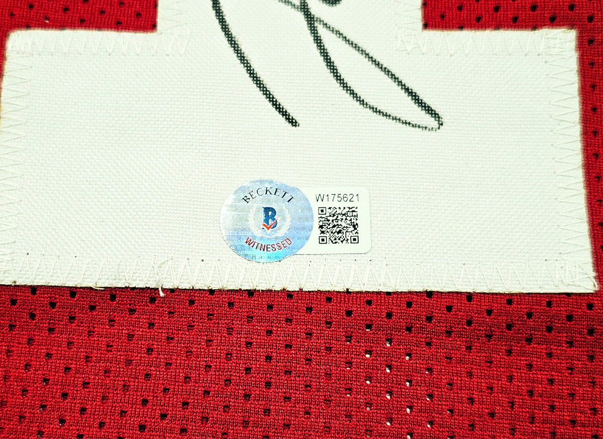 Alabama Crimson Tide Joe Willie Namath Autographed Crimson Jersey Full Name Beckett BAS Witness Stock #212601