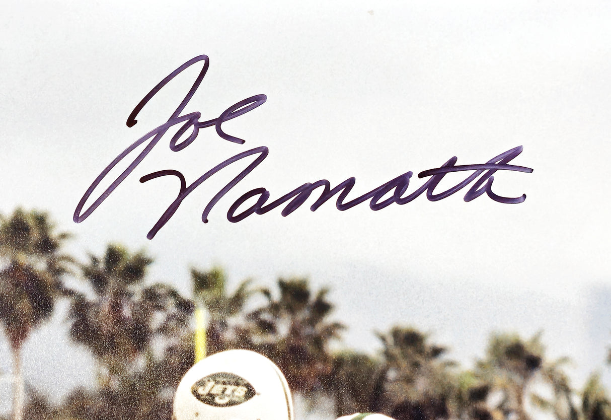 Joe Namath Autographed 16x20 Photo New York Jets Signed In Black Beckett BAS Witness Stock #212603