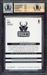 Giannis Antetokounmpo Autographed 2013-14 Hoops Rookie Card #275 Milwaukee Bucks BGS 9.5 Auto Grade Near Mint/Mint 8 "Greek Freak" Beckett BAS #15465626