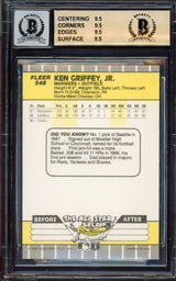 Ken Griffey Jr. Autographed 1989 Fleer Rookie Card #548 Seattle Mariners BGS 9.5 Auto Grade Near Mint/Mint 8 (Smudged) Beckett BAS #15465624