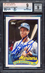 Ken Griffey Jr. Autographed 1989 Topps Traded Rookie Card #41T Seattle Mariners BGS 9 Auto Grade Mint 9 Beckett BAS Stock #213274