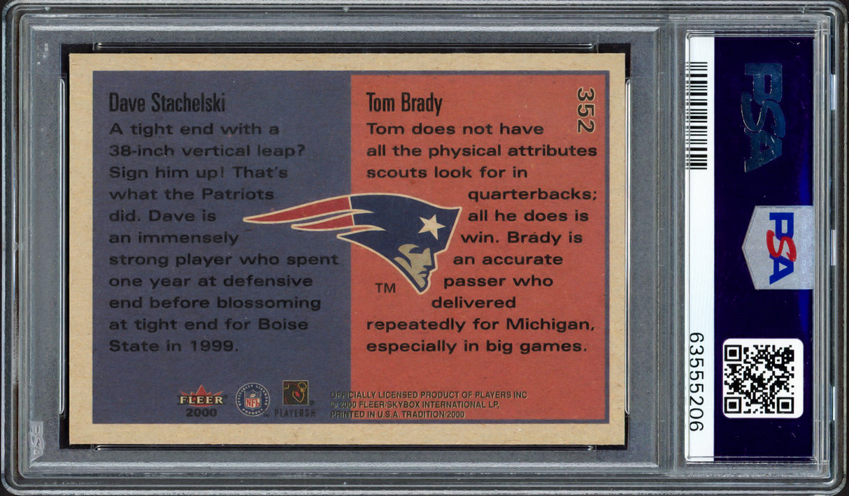 Tom Brady Autographed 2000 Fleer Rookie Card #352 New England Patriots Auto Grade Gem Mint 10 PSA/DNA #63555206