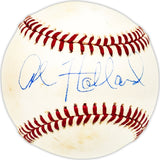 Al Holland Autographed Official AL Baseball Philadelphia Phillies, Pittsburgh Pirates Beckett BAS QR #BM25060