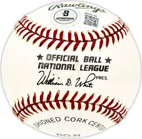 Joe Hutcheson Autographed Official NL Baseball Brooklyn Dodgers Beckett BAS QR #BM25146