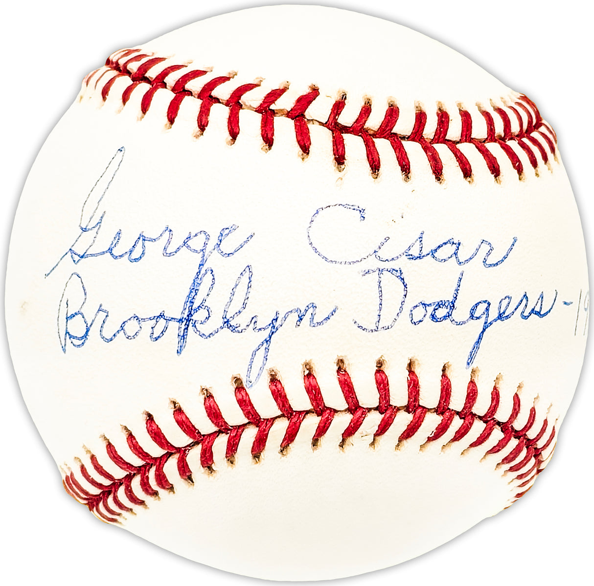 George Cisar Autographed Official NL Baseball Brooklyn Dodgers "1937" Beckett BAS QR #BM25181