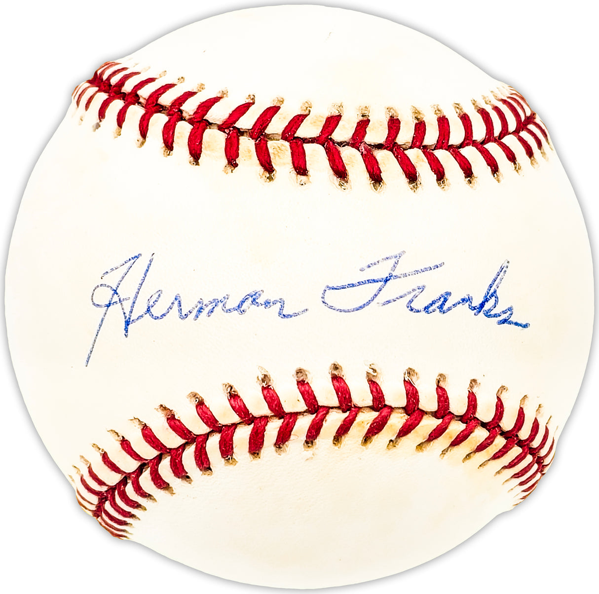 Herman Franks Autographed Official NL Baseball Brooklyn Dodgers Beckett BAS QR #BM25193