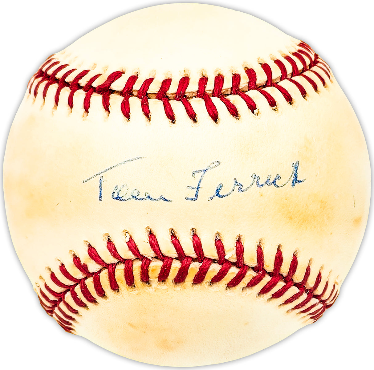 Tom Ferrick Autographed Official AL Baseball New York Yankees Beckett BAS QR #BM25269