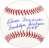 Elmer Sexauer Autographed Official MLB Baseball Brooklyn Dodgers "1948" Beckett BAS QR #BM25281