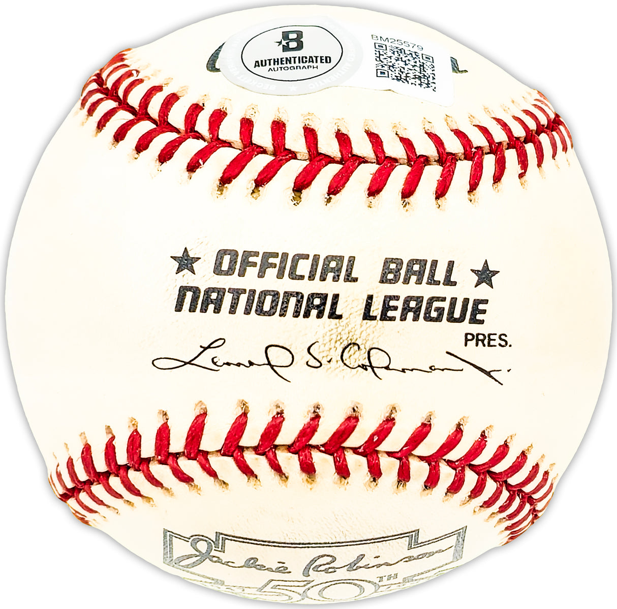 Eddie Chandler Autographed Official Jackie Robinson NL Baseball Brooklyn Dodgers "4-15-47" Beckett BAS QR #BM25579