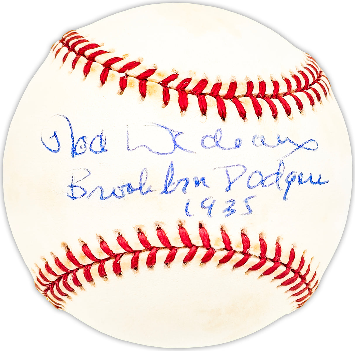 Rod Dedeaux Autographed Official NL Baseball Brooklyn Dodgers "1935" Beckett BAS QR #BM25581