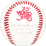 Mickey Rivers Autographed Official 1978 World Series Logo MLB Baseball New York Yankees "77 & 78 WS Champs" Beckett BAS QR #BM25597