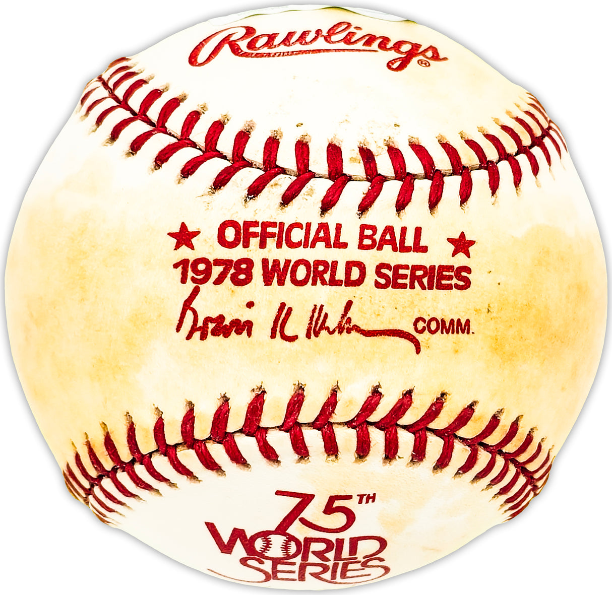 Ken Clay Autographed Official 1978 World Series Logo MLB Baseball New York Yankees "77078 World Series Champs" Beckett BAS QR #BM25604