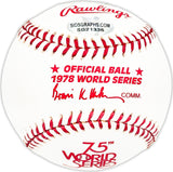 Ed Figueroa Autographed Official 1978 World Series Logo MLB Baseball New York Yankees "1978 World Champs" Beckett BAS QR #BM25617