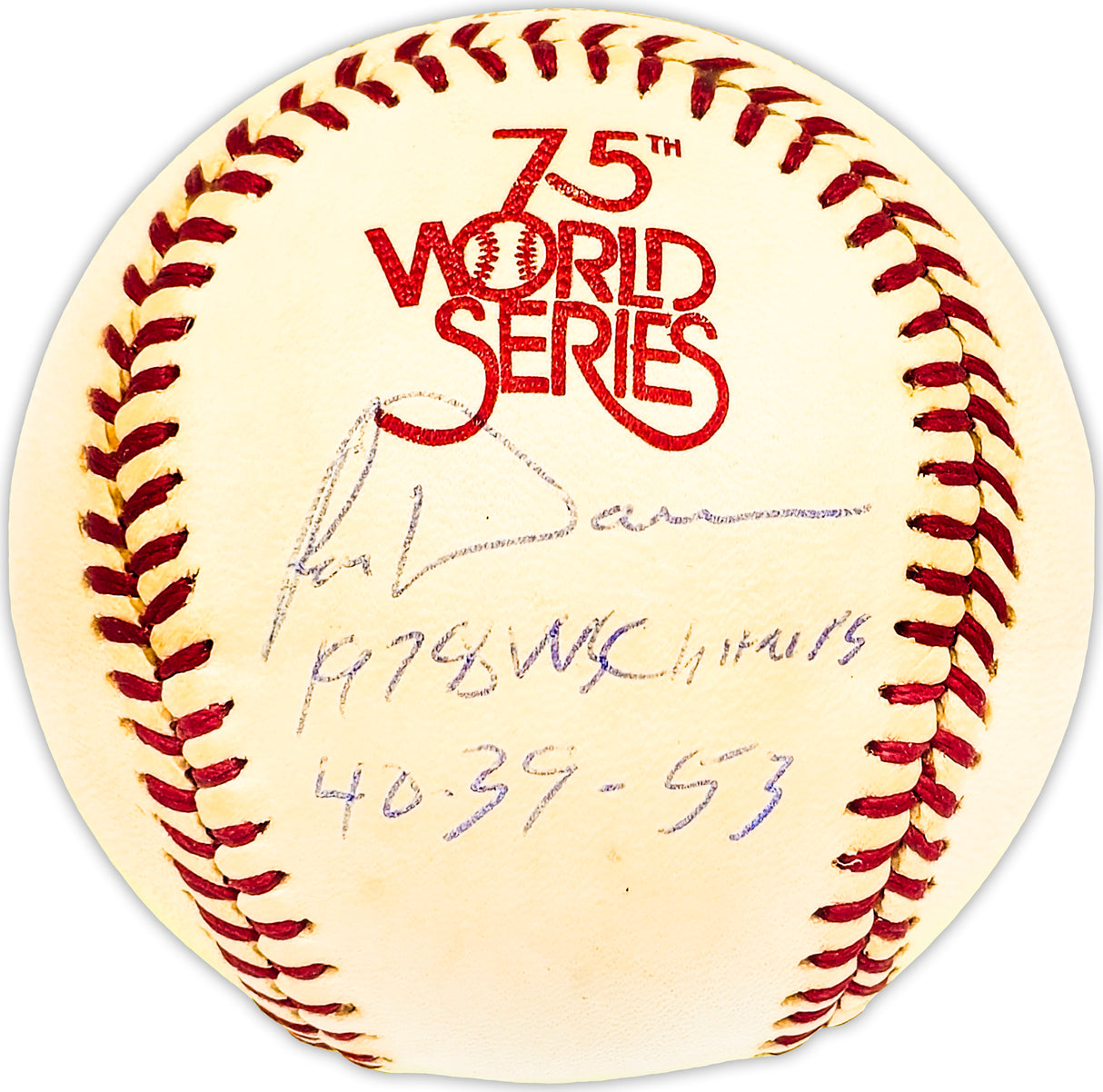 Ron Davis Autographed Official 1978 World Series Logo MLB Baseball New York Yankees "1978 WS Champs " Beckett BAS QR #BM25620