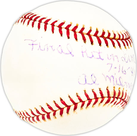 Al Milnar Autographed Official MLB Baseball Cleveland Indians "Final Out on DiMaggio's Streak 7-16-41" Beckett BAS QR #BM25655