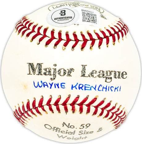 Wayne Krenchicki Autographed Official Major League Baseball Cincinnati Reds, Baltimore Orioles Beckett BAS QR #BM25657