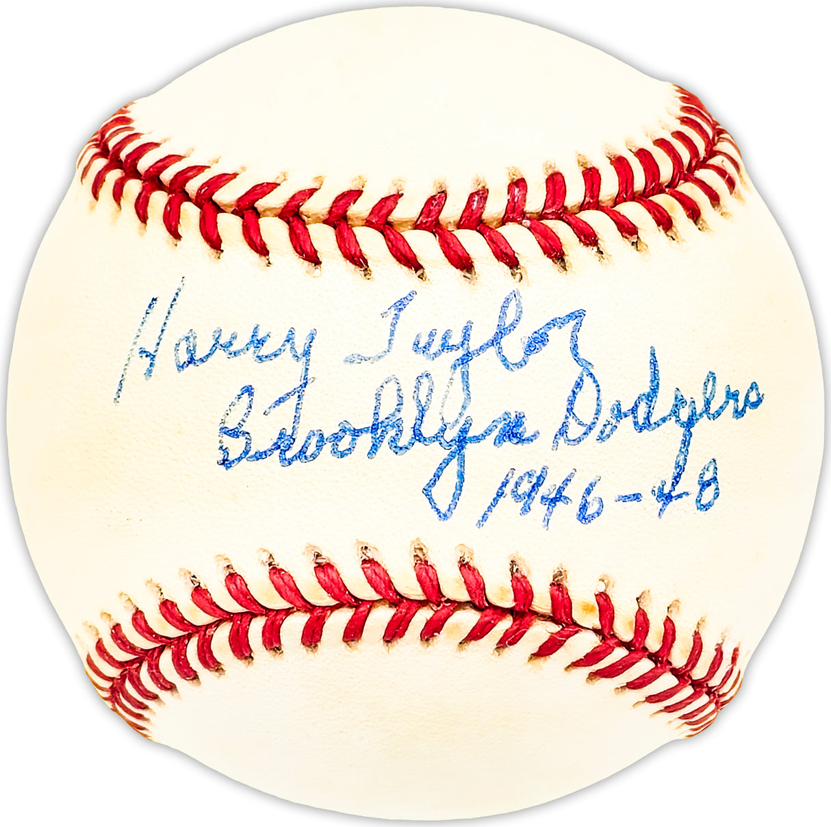 Harry Taylor Autographed Official NL Baseball Brooklyn Dodgers "1946-48" Beckett BAS QR #BM25673