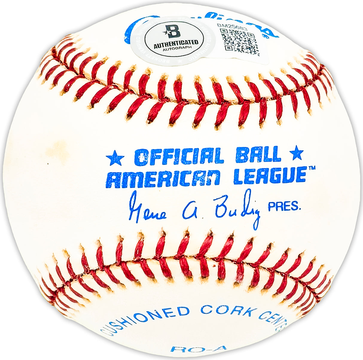 Steve "Bye Bye" Balboni Autographed Official AL Baseball New York Yankees Beckett BAS QR #BM25683