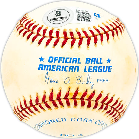 Bill Glynn Autographed Official AL Baseball Cleveland Indians Beckett BAS QR #BM25734