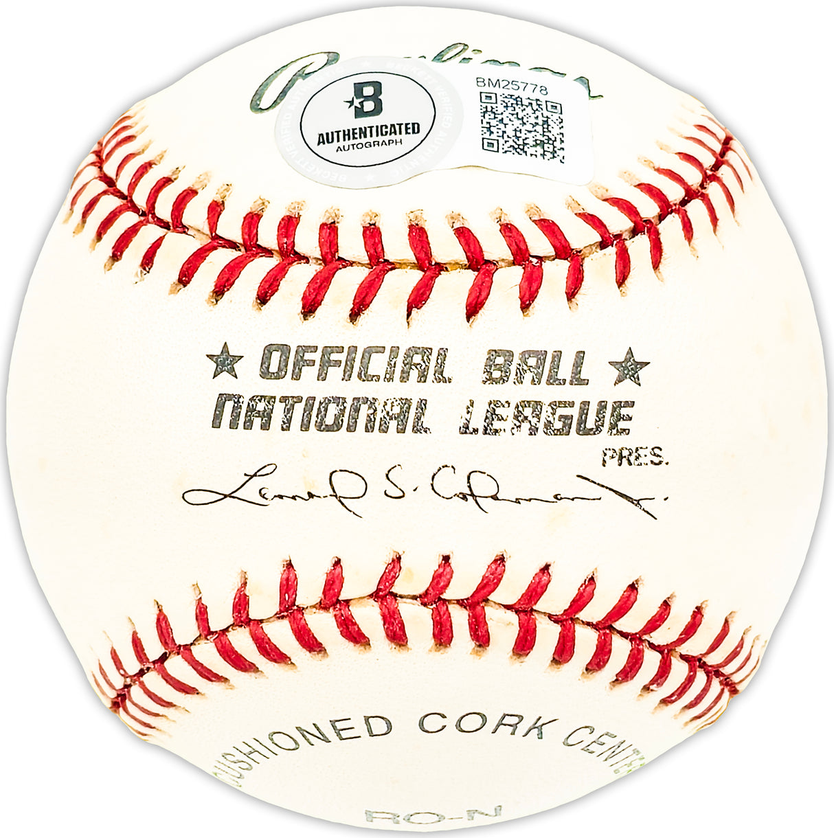 Marvin Rackley Autographed Official NL Baseball Brooklyn Dodgers Beckett BAS QR #BM25778