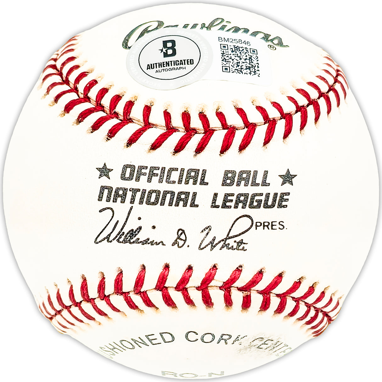 Boyd Bartley Autographed Official NL Baseball Brooklyn Dodgers Beckett BAS QR #BM25846