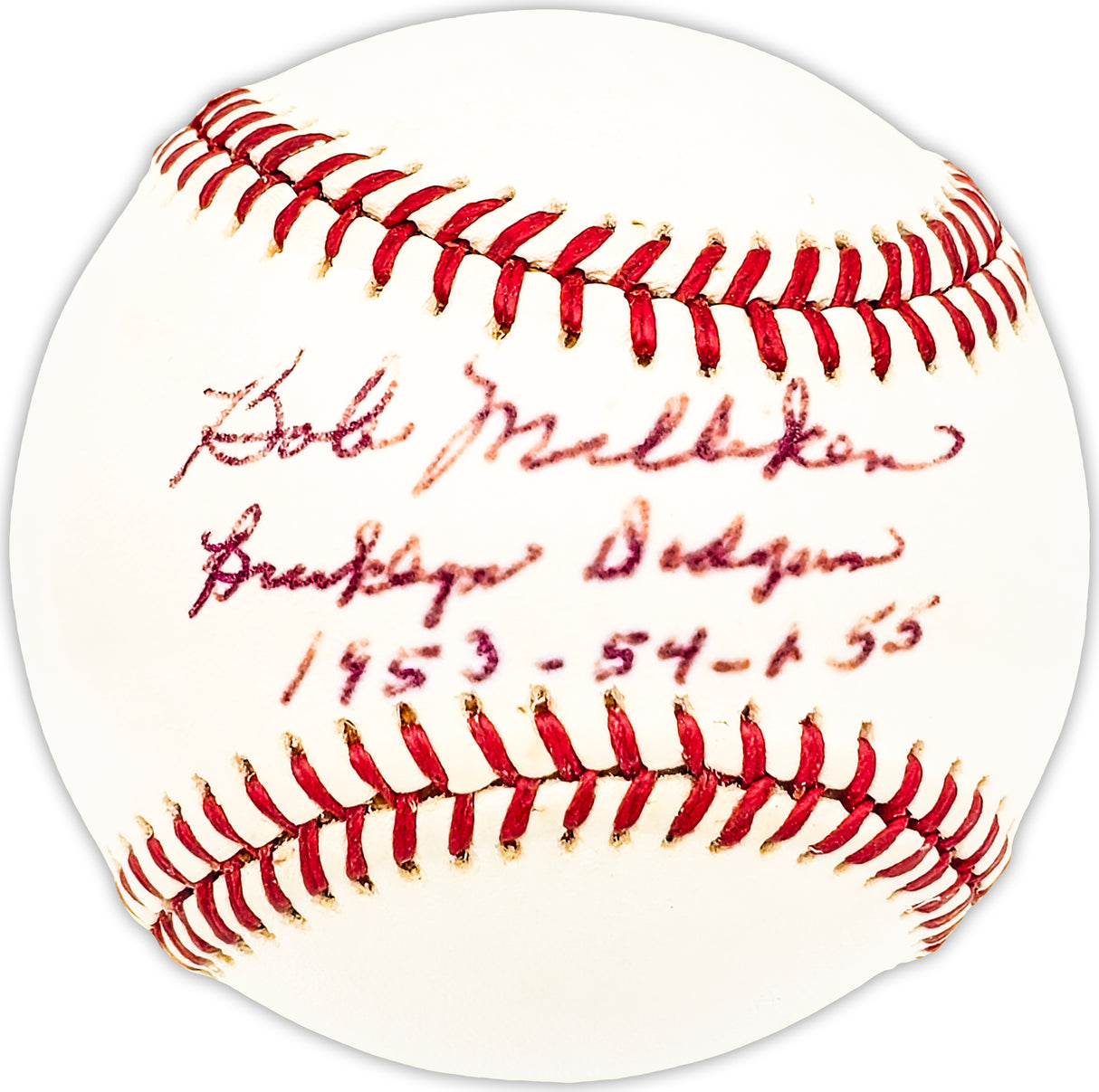 Bob Milliken Autographed Official NL Baseball Brooklyn Dodgers "1953-54-55" Beckett BAS QR #BM25331