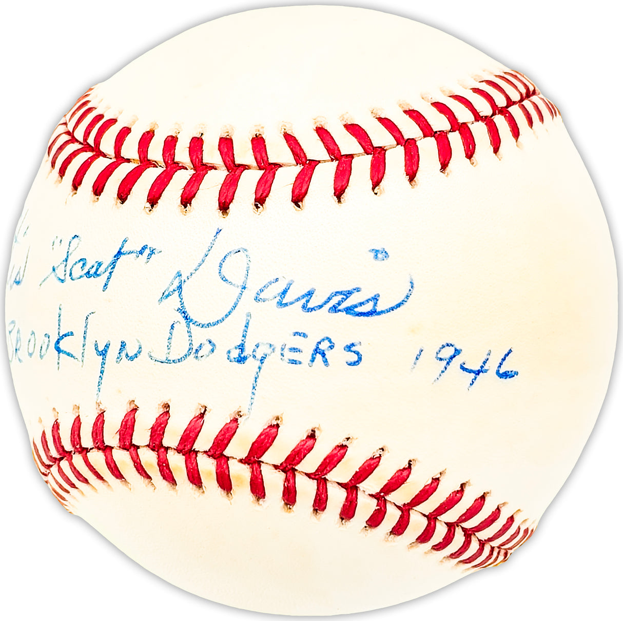 Otis Scat Davis Autographed Official NL Baseball Brooklyn Dodgers "1946" Beckett BAS QR #BM25342