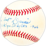 Otis Scat Davis Autographed Official NL Baseball Brooklyn Dodgers "1946" Beckett BAS QR #BM25342