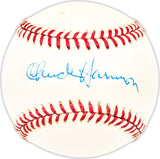 Chuck Harmon Autographed Official NL Baseball Cincinnati Reds Beckett BAS QR #BM25424