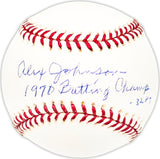 Alex Johnson Autographed Official MLB Baseball California Angels "1970 Batting Champ" Beckett BAS QR #BM25441