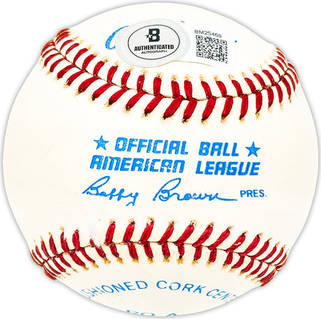 Billy Moran Autographed Official AL Baseball Los Angeles Angels, Cleveland Indians Beckett BAS QR #BM25469