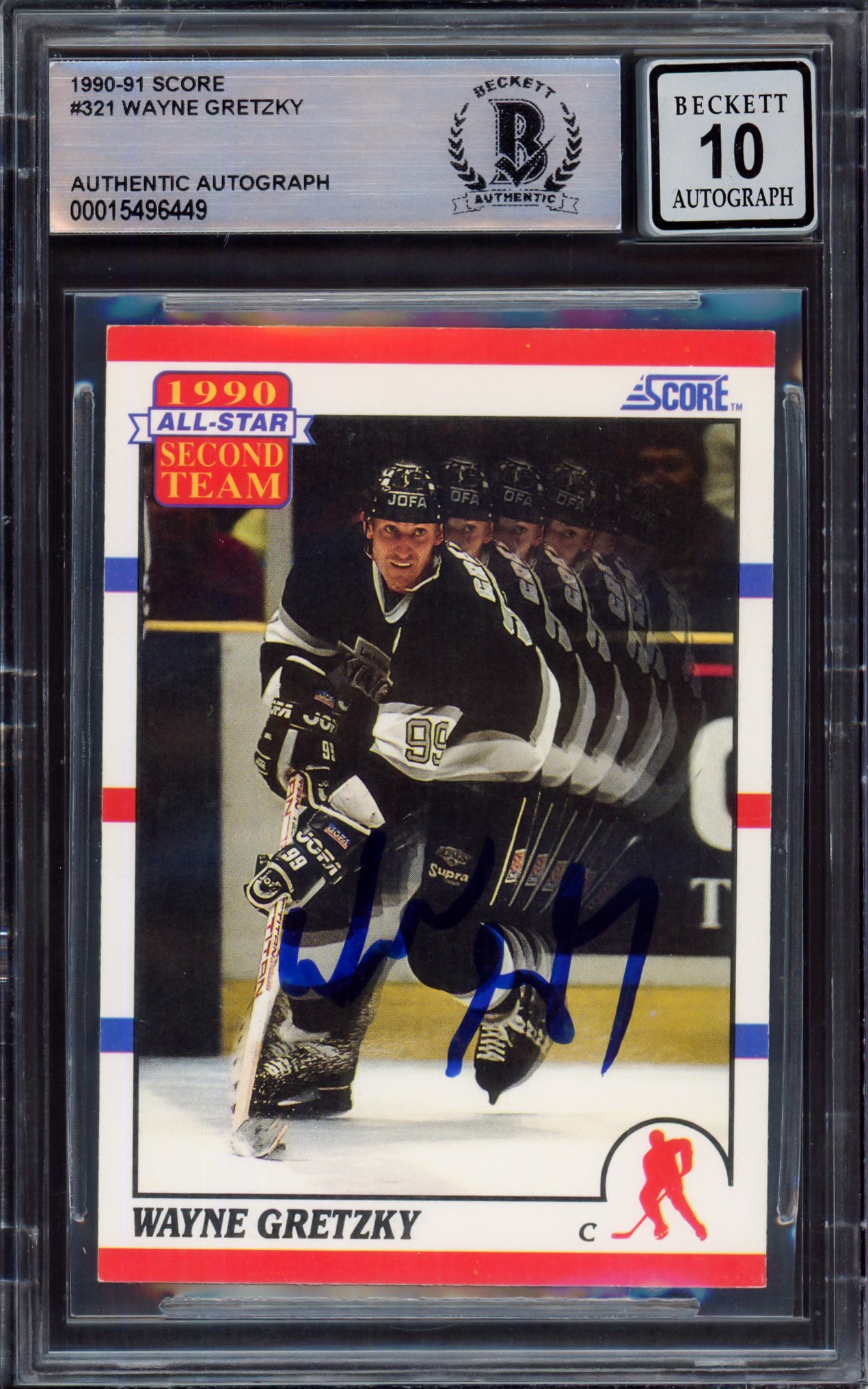 Wayne Gretzky Autographed 1990-91 Score Card #321 Los Angeles Kings Auto Grade Gem Mint 10 Beckett BAS #15496449