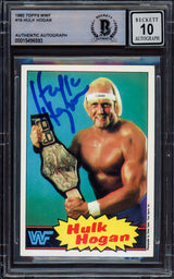 Hulk Hogan Autographed 1985 Topps WWF Rookie Card #16 Auto Grade Gem Mint 10 Beckett BAS #15496593