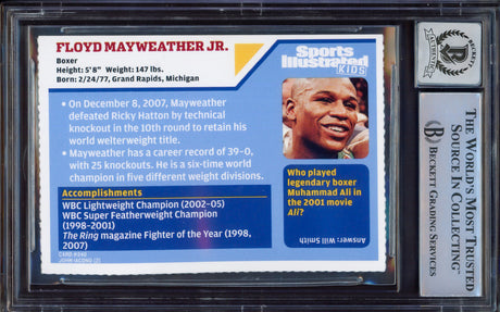 Floyd Mayweather Jr. Autographed 2008 Sports Illustrated SI for Kids Rookie Card #240 Auto Grade Gem Mint 10 Beckett BAS #15496803