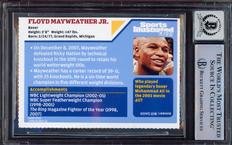 Floyd Mayweather Jr. Autographed 2008 Sports Illustrated SI for Kids Rookie Card #240 Auto Grade Gem Mint 10 Beckett BAS #15496804