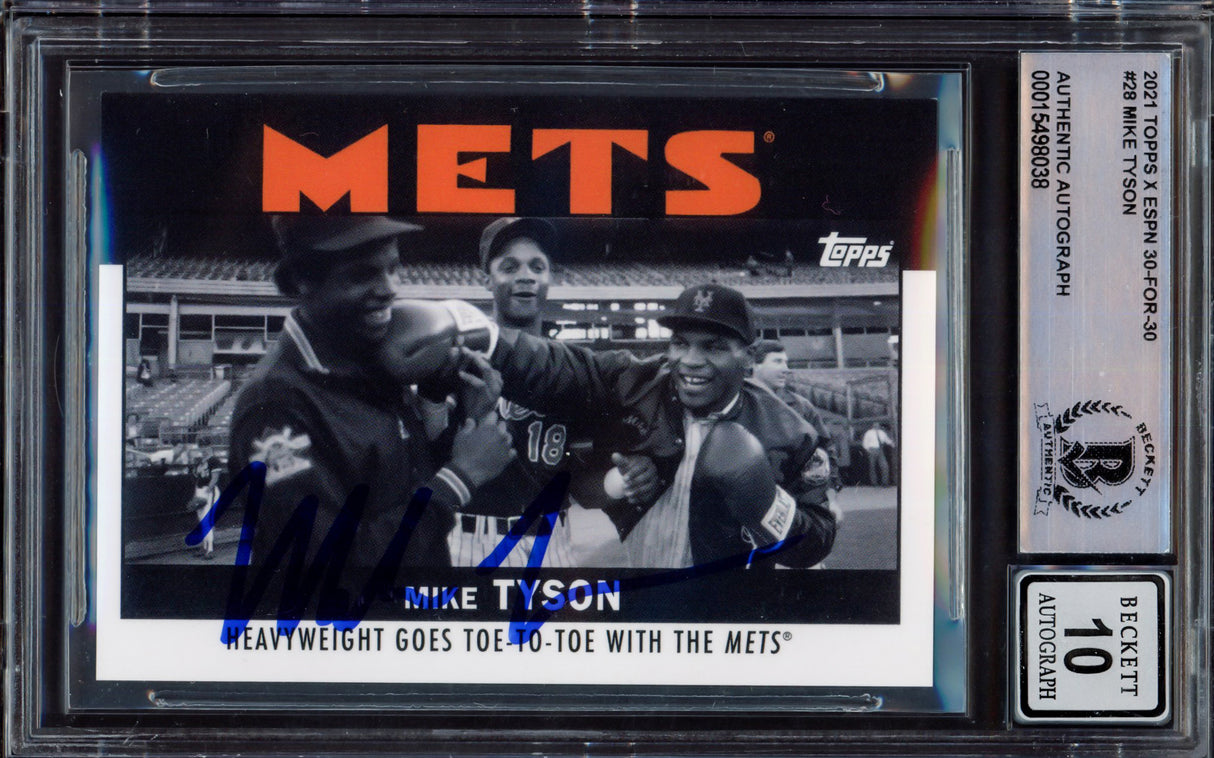 Mike Tyson Autographed 2021 Topps X ESPN 30 For 30 Card #28 Auto Grade Gem Mint 10 Beckett BAS #15498038