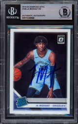 Ja Morant Autographed 2019-20 Donruss Optic Rookie Card #168 Memphis Grizzlies Beckett BAS #15248866