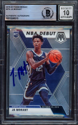 Ja Morant Autographed 2019-20 Panini Mosaic Rookie Card #274 Memphis Grizzlies Auto Grade Gem Mint 10 Beckett BAS #15249215